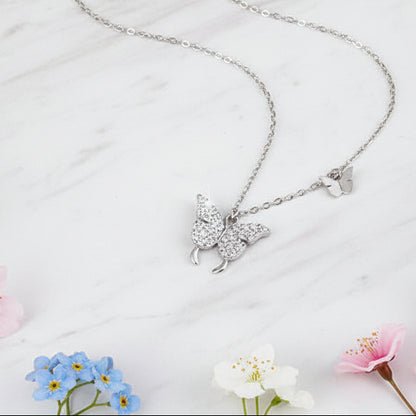 Twin Butterflies Micro Inlaid Moissanite Necklace set in 18K White Gold 925 Silver Capella Jewellery
