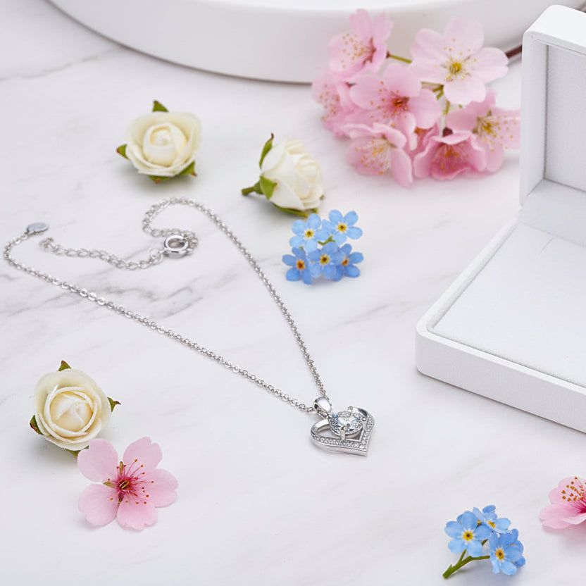 Sparkling Heart 1 Carat Moissanite Diamond Pendent set in 18K Gold Plated 925 Silver (GRA)