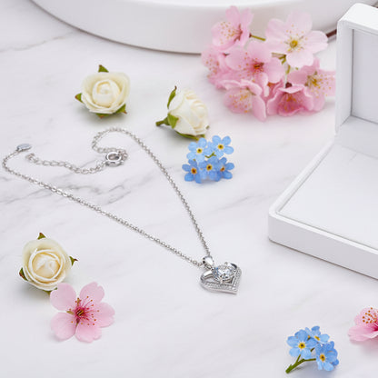 European Sparkling Heart 1 Carat Moissanite Pendent set in 18K White Gold Plated 925 Silver (GRA) Capella Jewellery