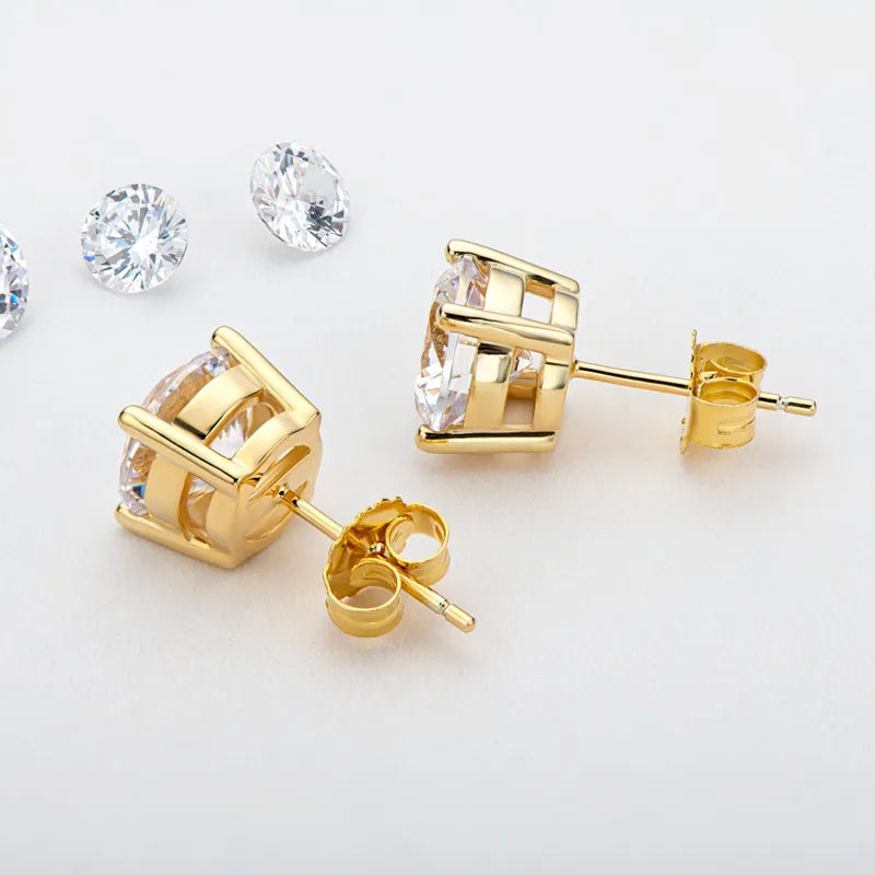 Classic French Four-Claw 4 Carat Moissanite Earrings set in 18K Gold Plated 925 Silver (GRA) Capella Reya pic 9