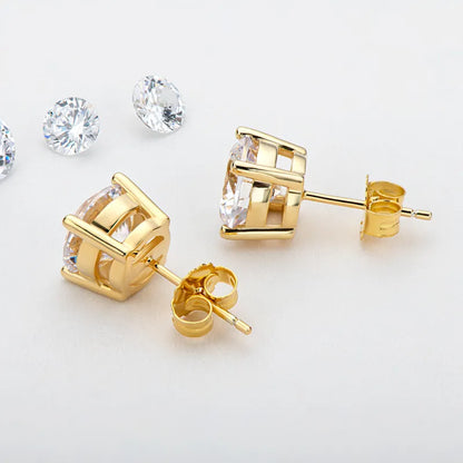 Classic French Four-Claw 4 Carat Moissanite Earrings set in 18K Gold Plated 925 Silver (GRA) Capella Reya pic 9