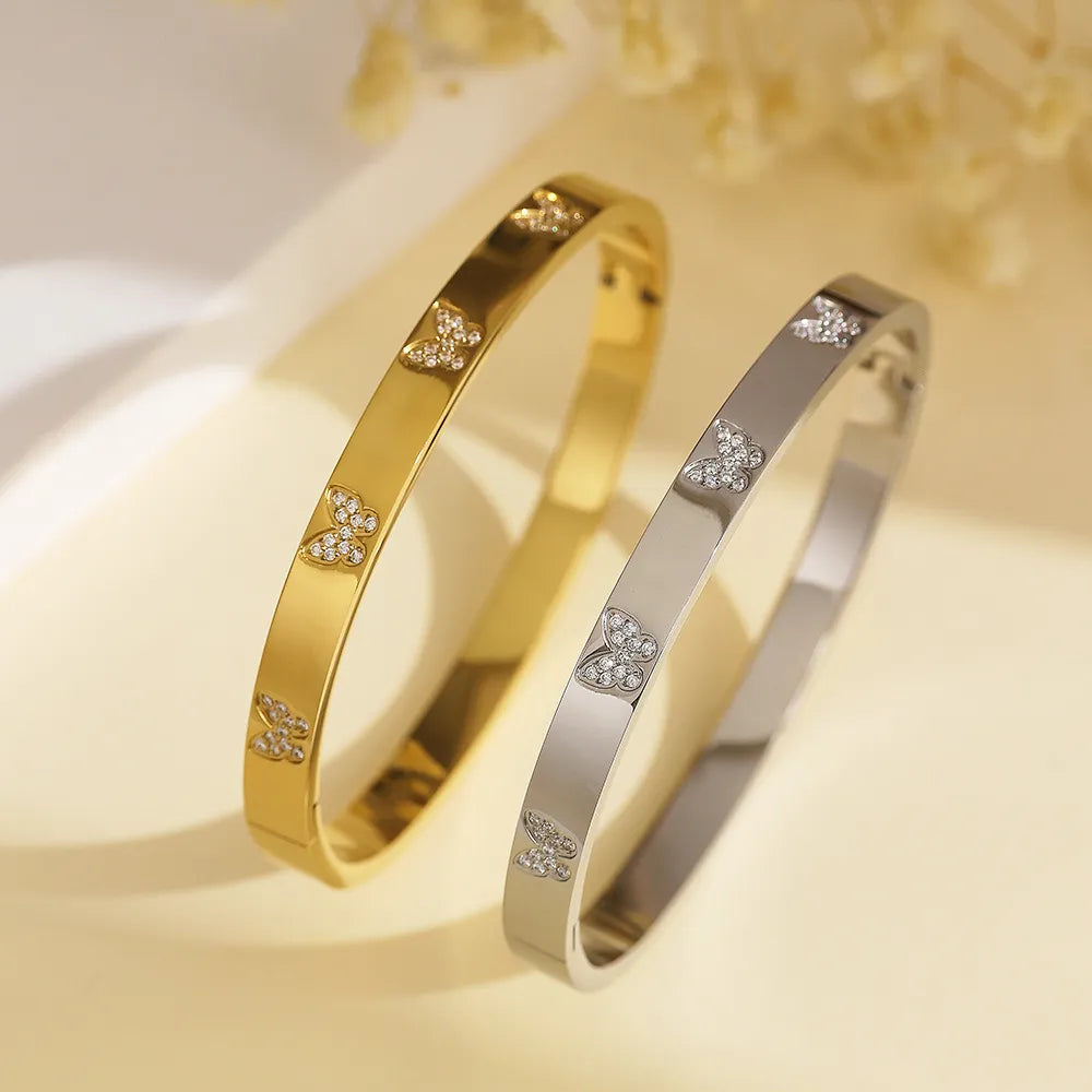 Versatile Italian Butterfly Motif Micro Inlaid Natural Zircon Bracelet set in 18K Gold Plating Capella Jewellery
