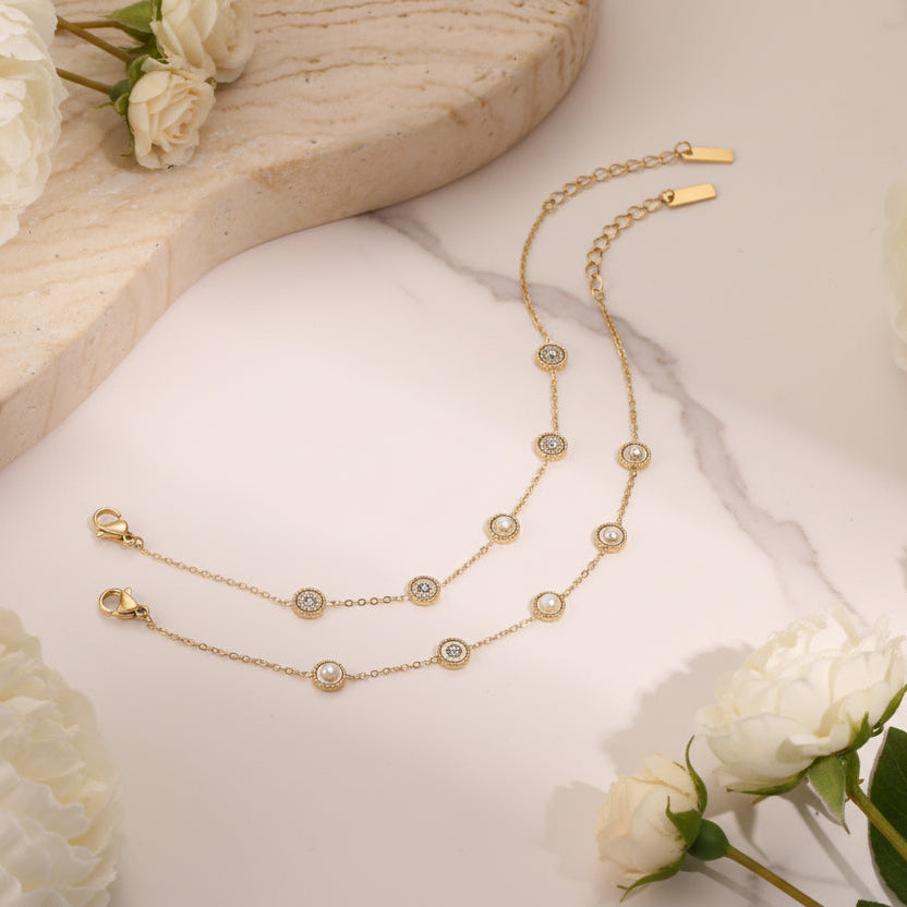 European Rome Inspired Deign Summer Necklace and Bracelet set in 18K Gold Plating Capella Jewellery