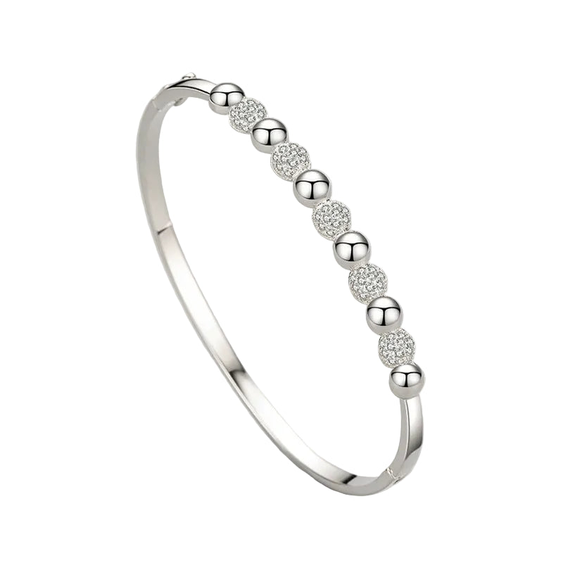 Eleven Ball Micro Pavé Inlaid Natural Zircon Gemstone Bracelet set in 925 Sterling Silver