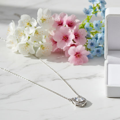 Italian Lucky Horseshoe 1 Carat Moissanite Pendant set in Platinum Plated 925 Silver (GRA) Capella Jewellery