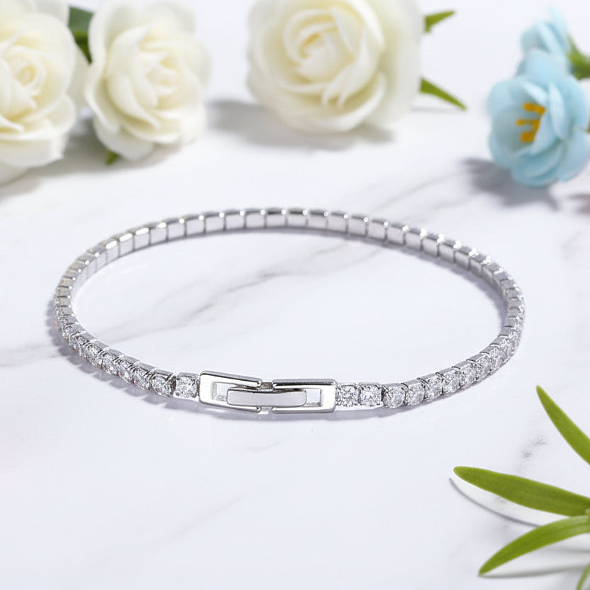 French Design Full Pavé Natural Zircon Gemstone Bracelet set in 18K Gold Plated 925 Silver
