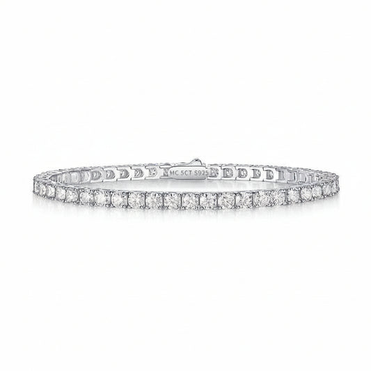 Italian Tennis Bracelet Full 0.5 Carat Moissanite Diamonds set 18K White Gold Plated 925 Silver (GRA)