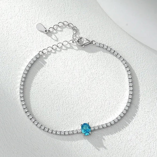 Elegant Italian Design Tennis Bracelet Pave Inlay Natural Zircon set in 18K White Gold 925 Sterling Silver Capella Jewellery