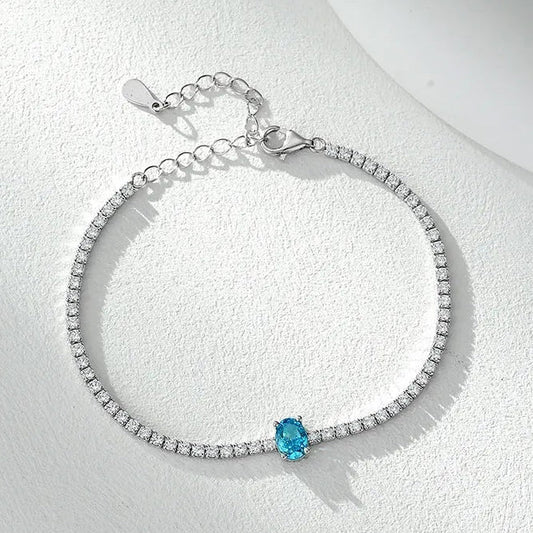 Elegant Italian Design Tennis Bracelet Pave Inlay Natural Zircon set in 18K White Gold 925 Sterling Silver
