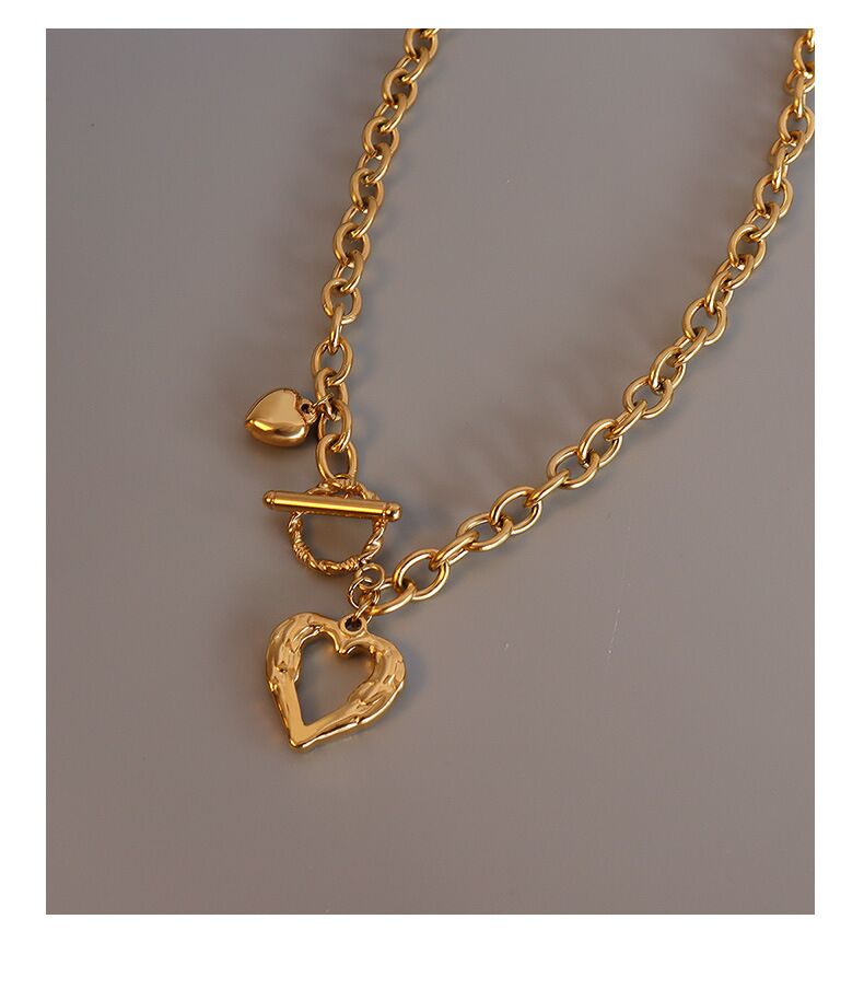 18K Gold Plated French Style Peach Heart Necklace