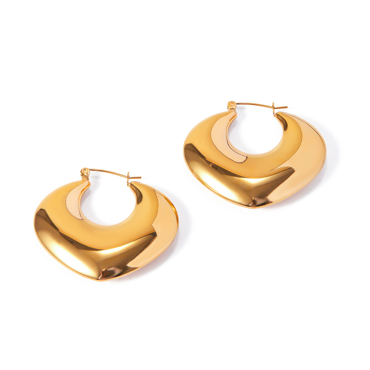 18k Gold Plated Geometric Heart-Shaped Earrings