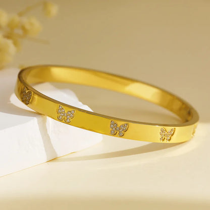 Versatile Italian Butterfly Motif Micro Inlaid Natural Zircon Bracelet set in 18K Gold Plating Capella Jewellery