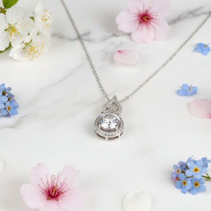 Italian Solitaire Pendent Design 1 Carat Moissanite set in Platinum plated 925 Silver (GRA) Capella Jewellery