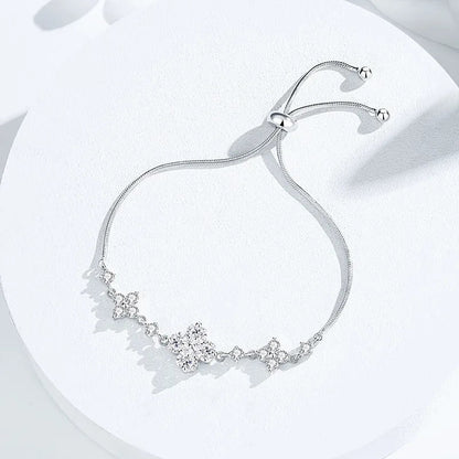 Fairy Tale Floral Design Natural Zircon Gemstone Bracelet in 18K White Gold Plated 925 Silver Capella Jewellery