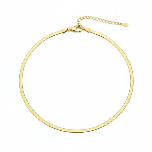 Classic Flat Snake Bone Design Necklace Set in 18k Gold Plated 925 Sterling Silver