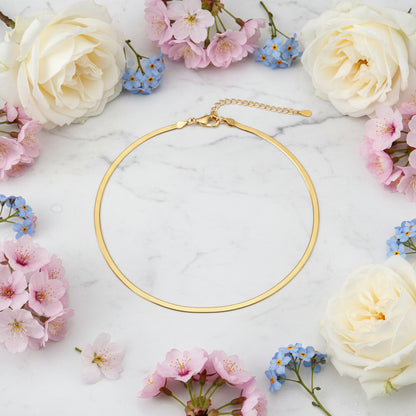 Classic Flat Snake Bone Design Necklace Set in 18k Gold Plated 925 Sterling Silver Capella Jewellery