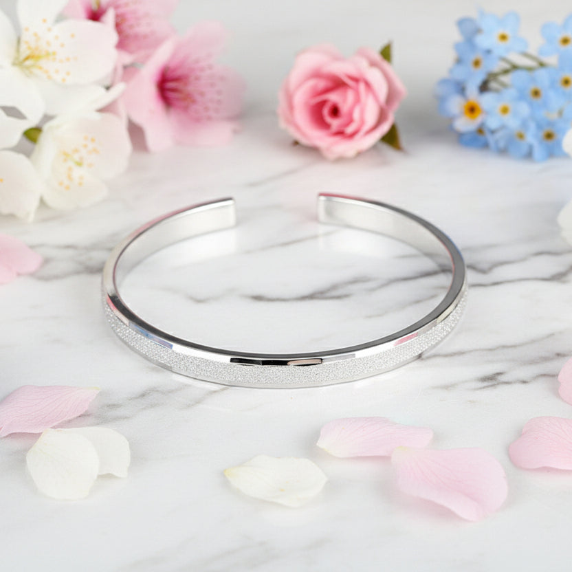 Modern Minimalist Quadrilateral Bangle Bracelet set in 925 Sterling Silver