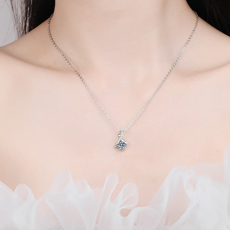 Starry Nights Sky 1 Carat Moissanite Diamond set in 18K White Gold Plated 925 Silver (GRA)