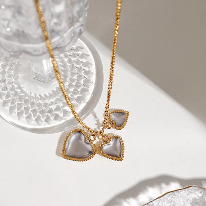 Italian Three Hearts Inspired Threaded Pendant Necklace set in 18K Gold Plating Capella Jewellery
