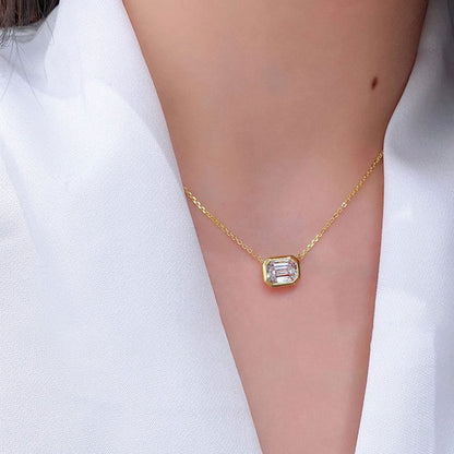 French Princess Cut Moissanite 1ct Necklace / 2ct Earrings in 18K White Gold plated 925 Silver (GRA) Capella Reya pic 9
