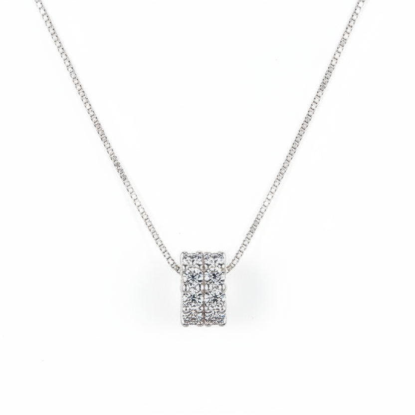 Korean Design Small Waist Micro Inlaid Moissanite Diamond Necklace set in 925 Silver (GRA)