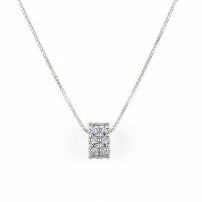 Korean Lucky Waist Micro Moissanite Necklace set in 18K White Gold Plated 925 Silver (GRA) Capella Jewellery