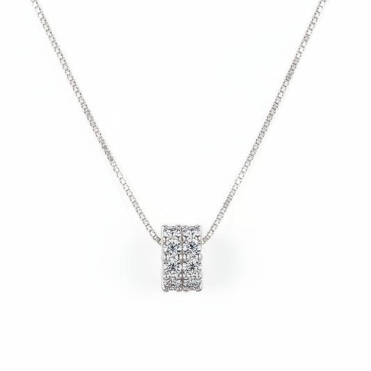 Korean Lucky Waist Micro Moissanite Diamond Necklace set in 18K White Gold Plated 925 Silver (GRA)