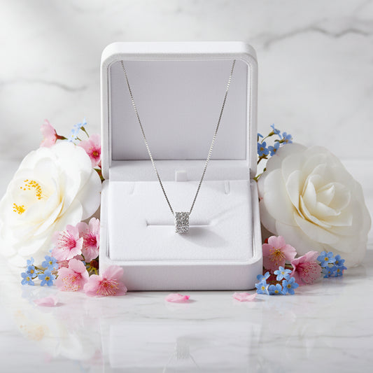 Korean Lucky Waist Micro Moissanite Diamond Necklace set in 18K White Gold Plated 925 Silver (GRA)