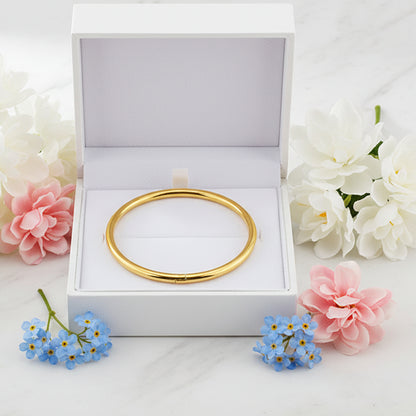 Classic French Chic Inspired Oval and Round Bangle Bracelet set in 18K Gold Plating Capella Jewellery