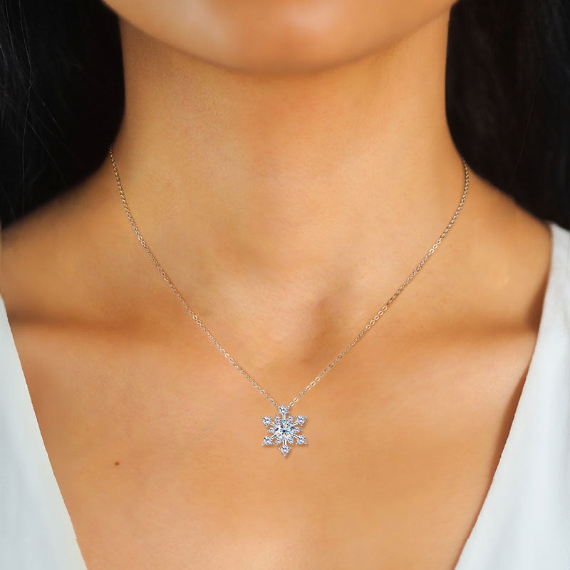 Winter Snowflake Pendent 1.8 Carat Moissanite Necklace set in 18K Gold Plated 925 Silver (GRA) Capella Jewellery