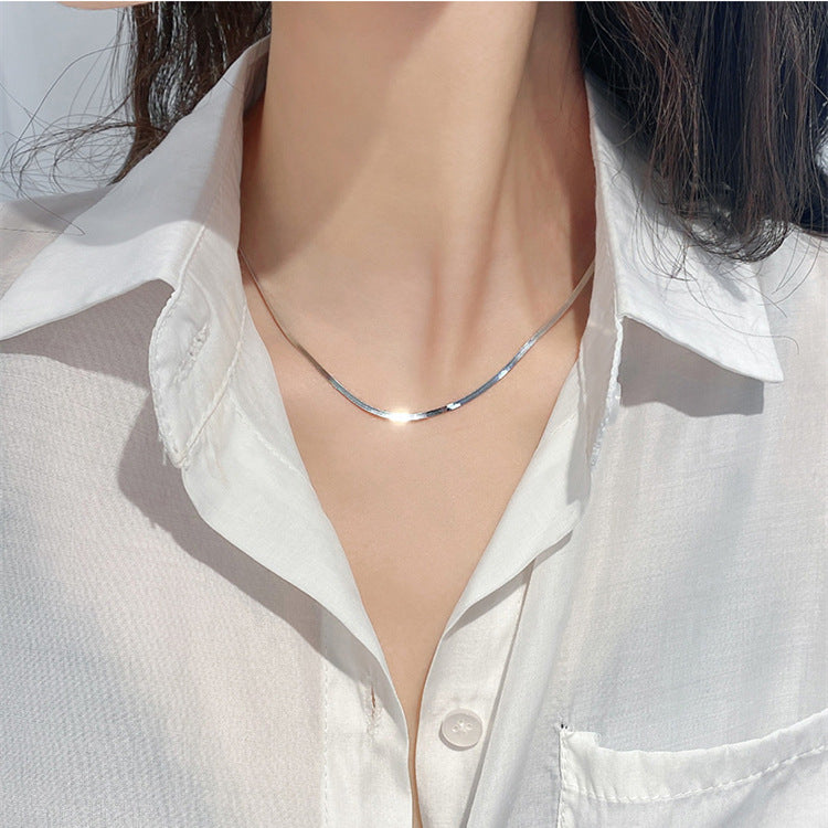 Classic Flat Snake Bone Design Necklace Set in 18k Gold Plated 925 Sterling Silver