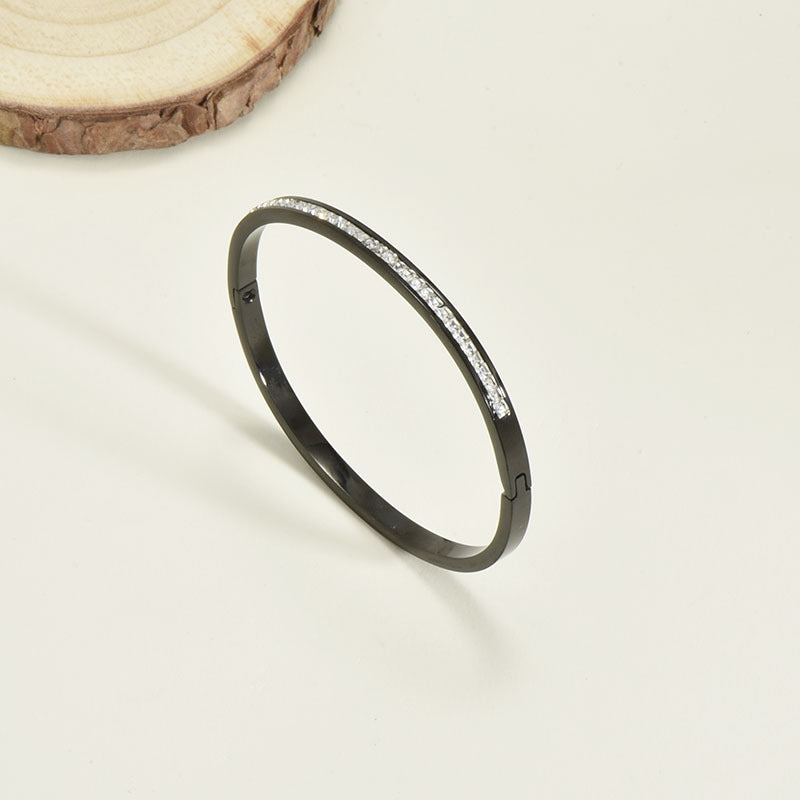 18K Gold Plated Bracelet with Diamond in Beautiful Geometric Korean Style