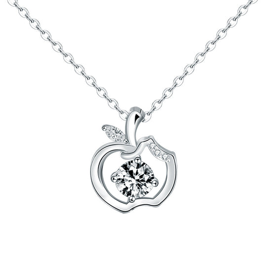 Big Apple American Inspired 0.5 Carat Moissanite Diamond Necklace set in Platinum 925 Silver (GRA)