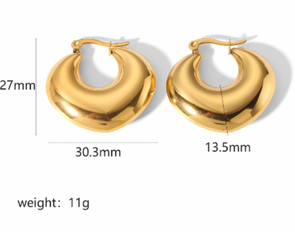 18k Gold Plated Geometric Heart-Shaped Earrings