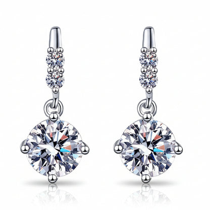 European Snowdrop Inspired 2 Carat Moissanite Earrings set in 18K White Gold 925 Silver (GRA) Capella Jewellery main image