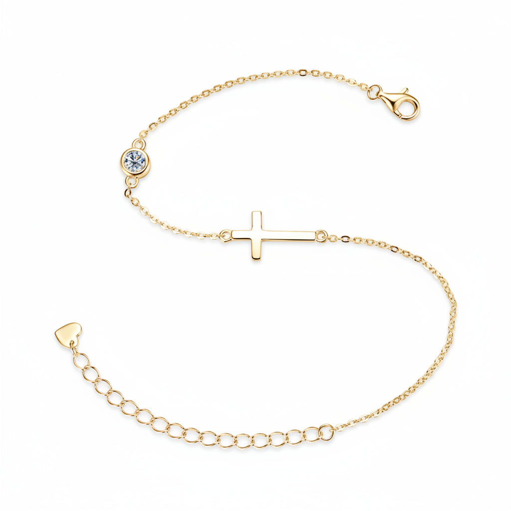 Holy Cross 0.3 Ct Moissanite Diamond Bracelet set in 18k Gold Plated 925 Sterling Silver (GRA)