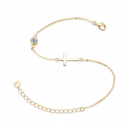 European Holy Christian Cross 0.3 Ct Moissanite Bracelet set in 18k Gold Plated 925 Sterling Silver (GRA) Capella Jewellery