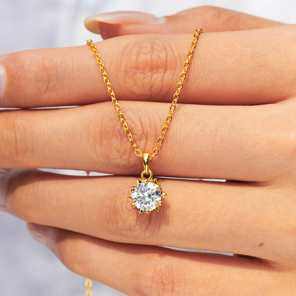 Starry Night 1 Carat Moissanite Diamond Pendant set in 18K Gold Plated 925 Silver (GRA)