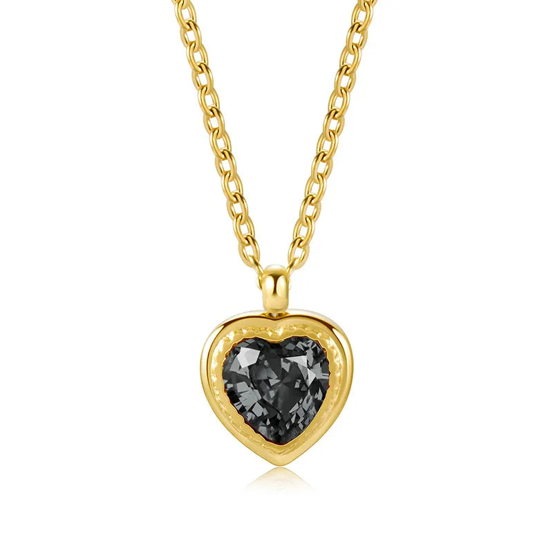 Vintage European Jacinth Peach Heart Natural Zircon Gemstone Necklace set in 18K Gold Plating Capella Jewellery