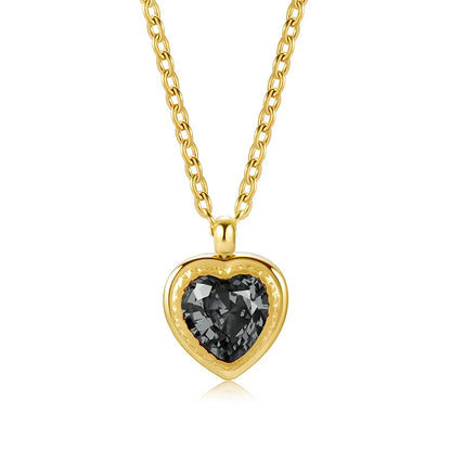 Vintage European Jacinth Peach Heart Natural Zircon Gemstone Necklace set in 18K Gold Plating Capella Jewellery