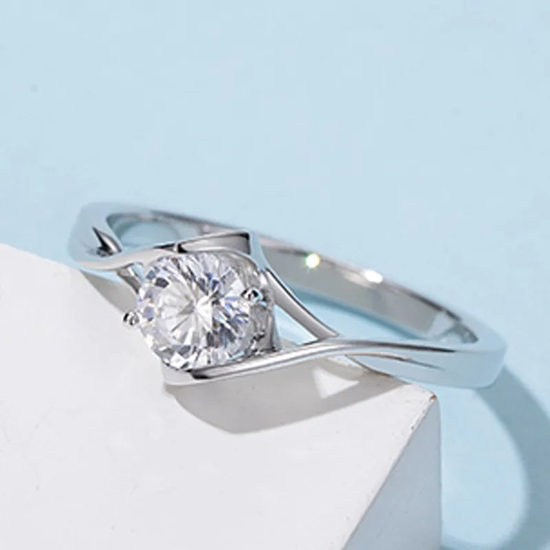 Italian Marquise Accent 0.5 Carat Moissanite Diamond Ring set in 18K White Gold plated 925 Silver (GRA)