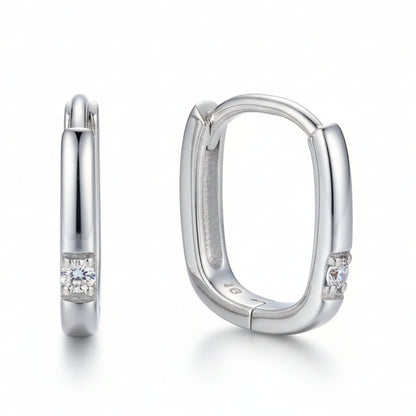 Modern Italian Square Micro Moissanite Earrings set in 18K White Gold Plated 925 Silver (GRA) Capella Reya main image