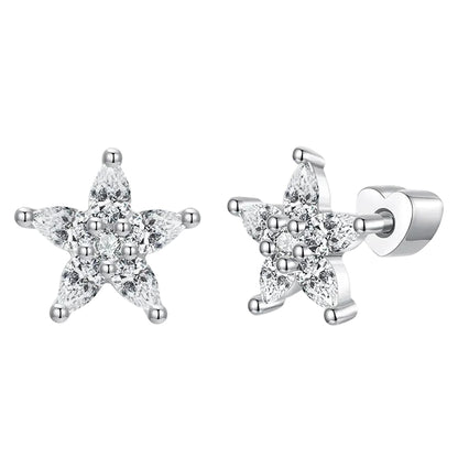 American Shining Stars Inspired Micro Inlay Natural Zircon Gemstone Earrings set in Platinum Plated 925 Silver Capella Jewellery