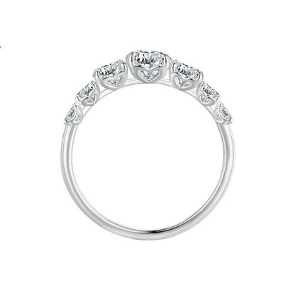 European Inspired Seven Stones 0.5 Carat Moissanite Ring set in Platinum Plated 925 Silver (GRA) Capella Jewellery
