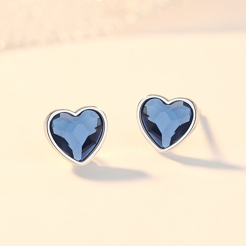 Dark Blue Heart Natural Zircon Crystal Necklace/Bracelet/Earrings set in 18K White Gold Plated 925 Silver Capella Reya pic 6