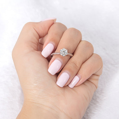 European Inspired Six-Claw Solitaire Ring 1 Carat Moissanite in 18K White Gold Plated 925 Silver Capella Jewellery