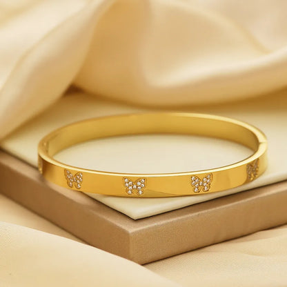 Versatile Italian Butterfly Motif Micro Inlaid Natural Zircon Bracelet set in 18K Gold Plating Capella Jewellery