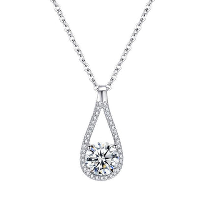 French Teardrop 2 Carat Moissanite Necklace set in 18K White Gold Plated 925 Silver (GRA) Capella Jewellery
