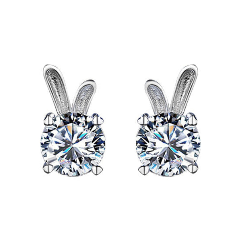 Star Rabbit 2 Carat Moissanite Diamond Earrings set in 925 Sterling Silver (GRA)