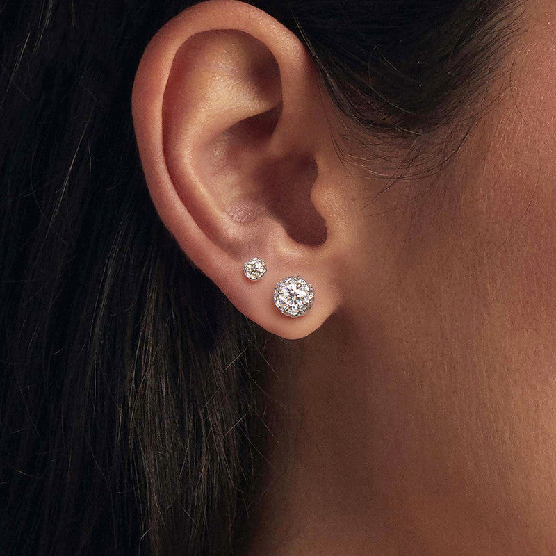 American Rock Candy Design 1 Carat Moissanite Diamonds Earrings set in 925 Silver (GRA)